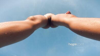 Beauty with small tits naked on beach