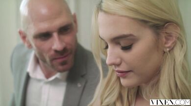 Young chick with small tits Kenna James fucking bald guy