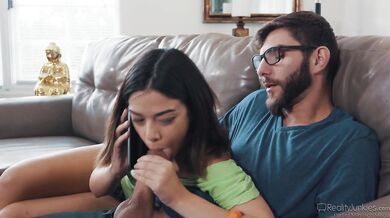 Latina teen Harmony Wonder sucking fat cock