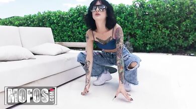 Chick with small tits got fucked by pool