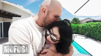 Chick with small tits got fucked by pool