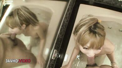 Saki Oshiro riding and bouncing on hard pipe with her hairy cunt